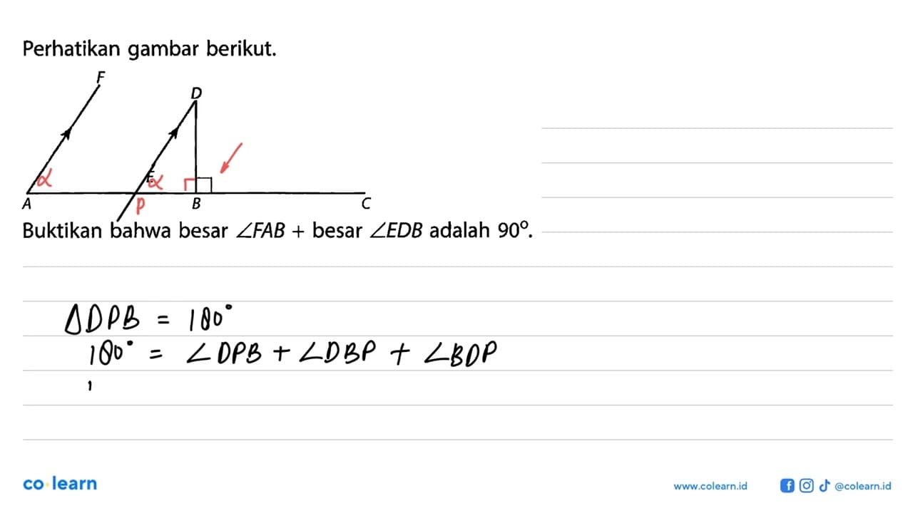 Perhatikan gambar berikut. Buktikan bahwa besar sudutFAB +