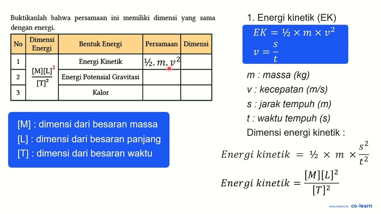 Buktikanlah bahwa persamaan ini memiliki dimensi yang sama