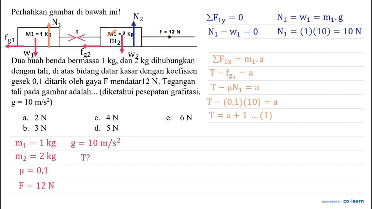 Perhatikan gambar di bawah ini! Dua buah benda bermassa 1