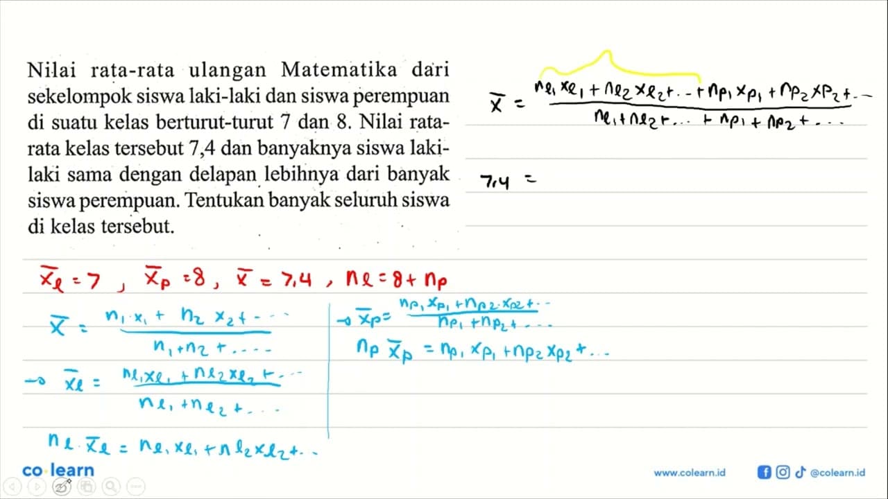Nilai rata-rata ulangan Matematika dari sekelompok siswa