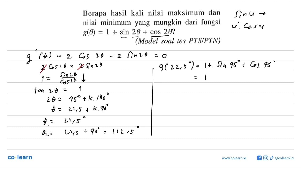 Berapa hasil kali nilai maksimum dan nilai minimum yang