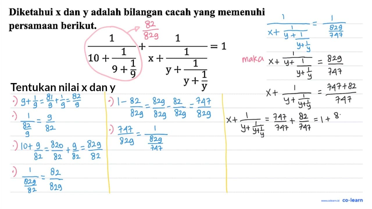 Diketahui x dan y adalah bilangan cacah yang memenuhi