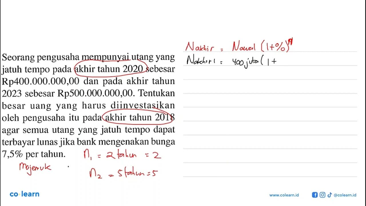 Seorang pengusaha mempunyai utang yang jatuh tempo pada