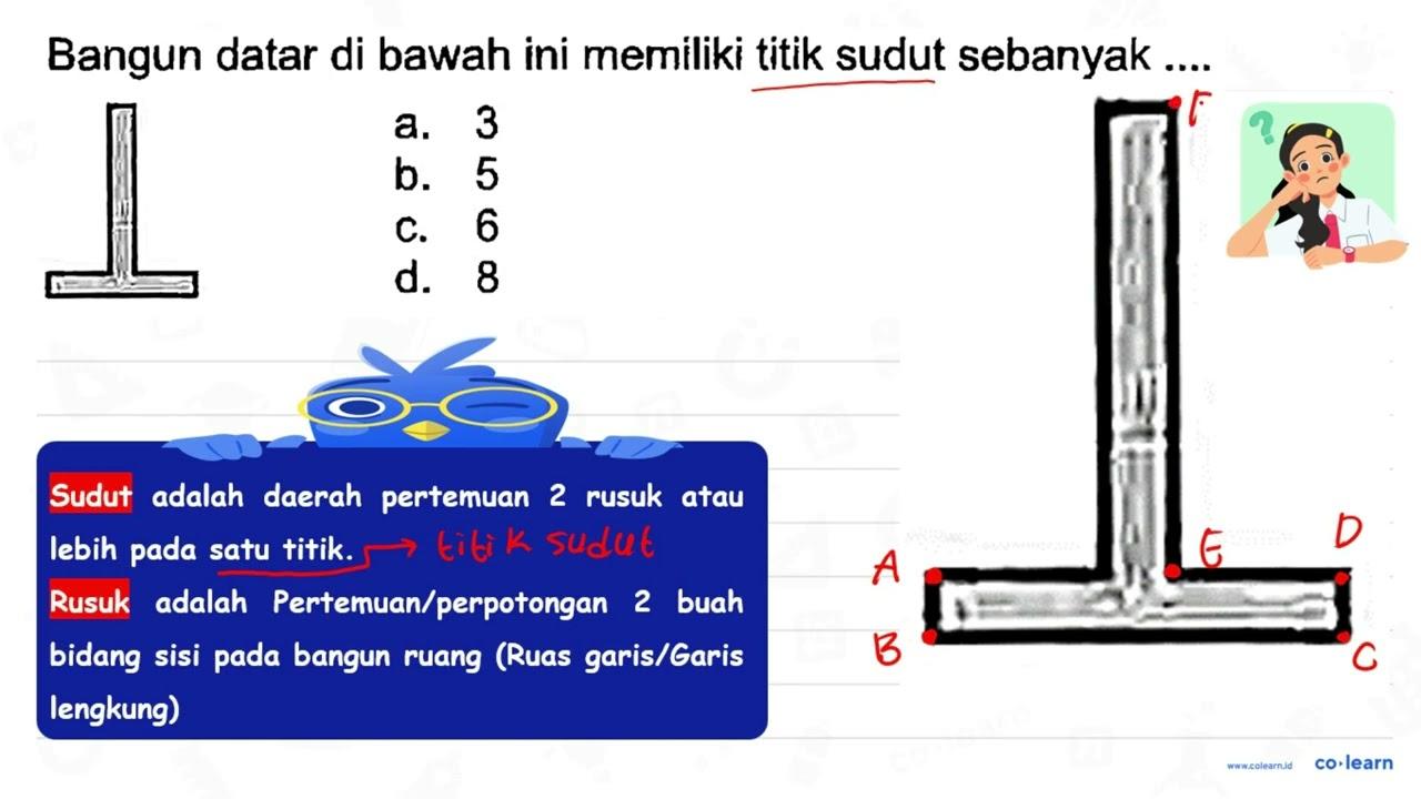 Bangun datar di bawah ini memiliki titik sudut sebanyak