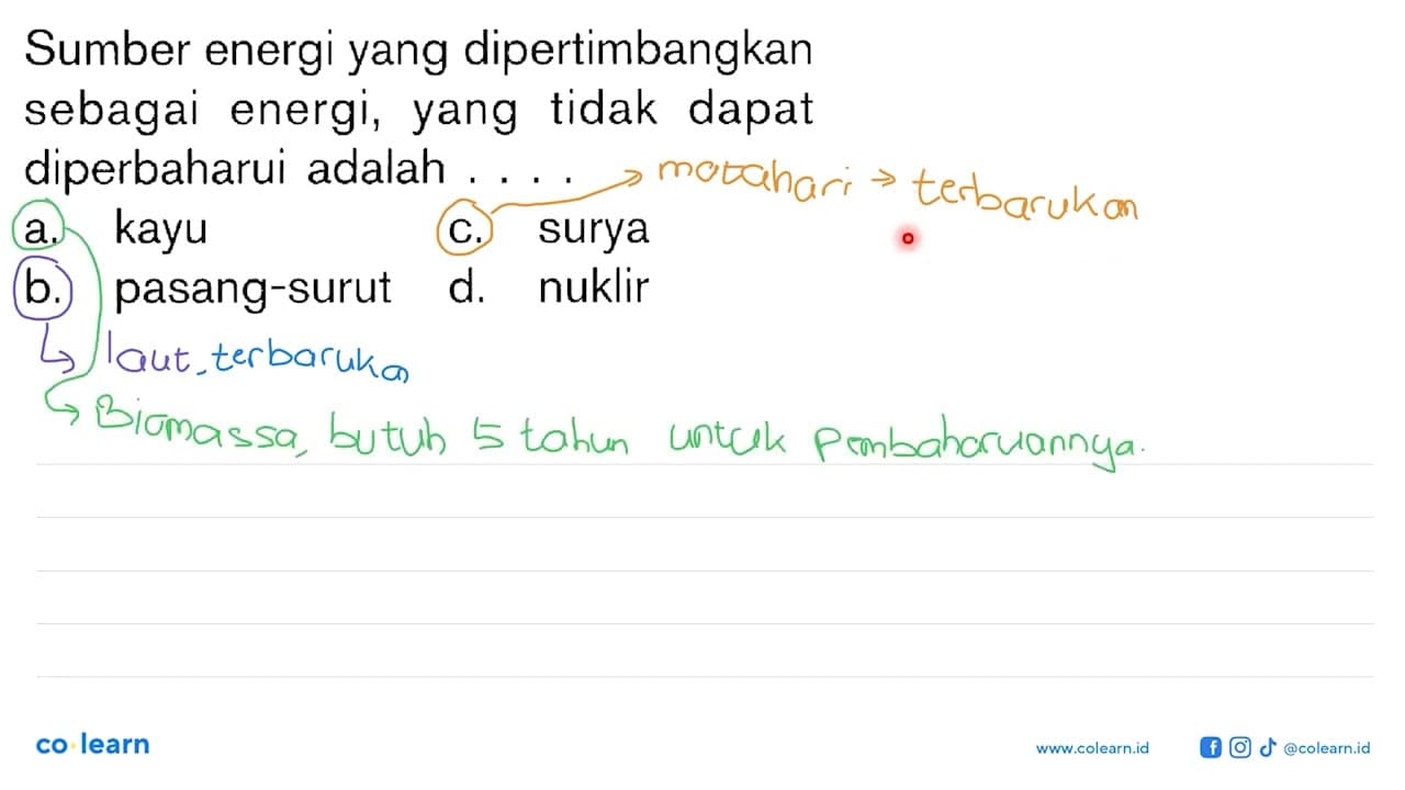 Sumber energi yang dipertimbangkan sebagai energi, yang