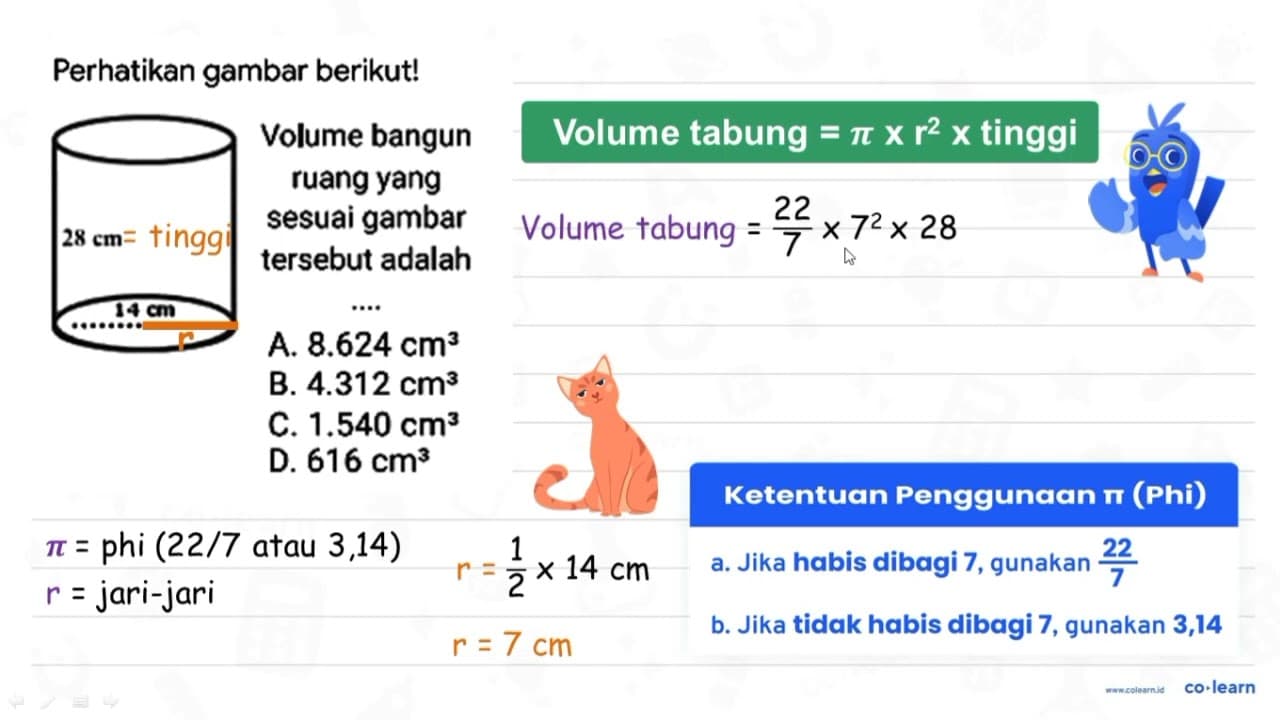 Perhatikan gambar berikut! Volume bangun ruang yang sesuai