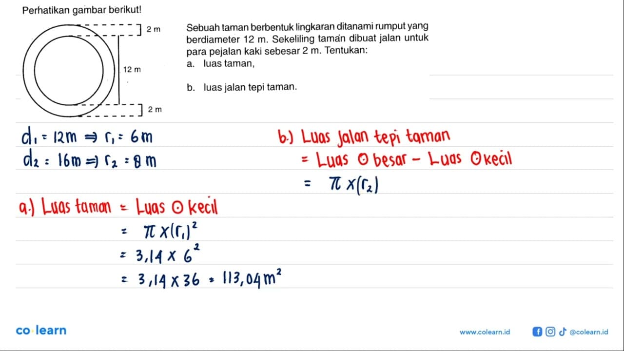 perhatikan gambar berikut! 2 m 12 m 2 m Sebuah taman