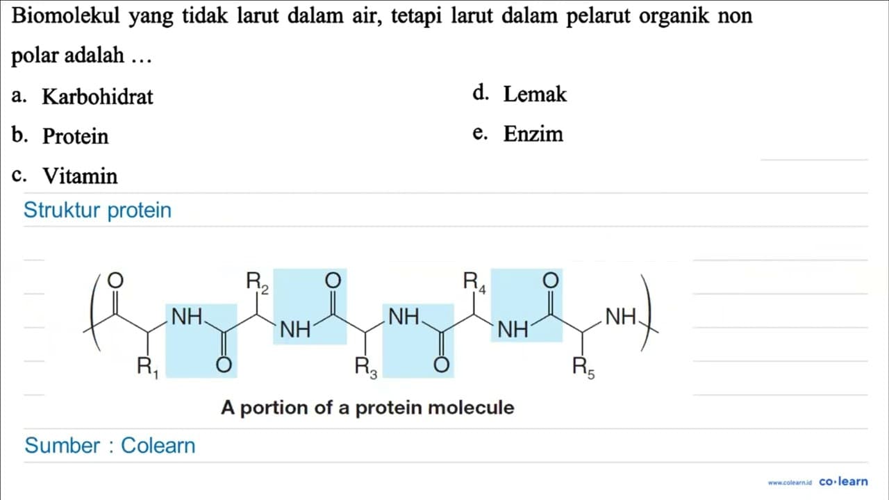 Biomolekul yang tidak larut dalam air, tetapi larut dalam