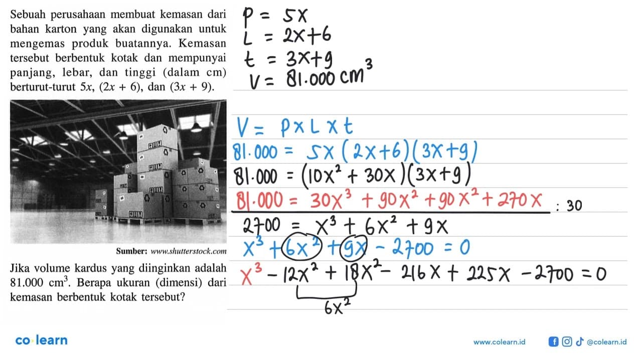 Sebuah perusahaan membuat kemasan dari bahan karton yang