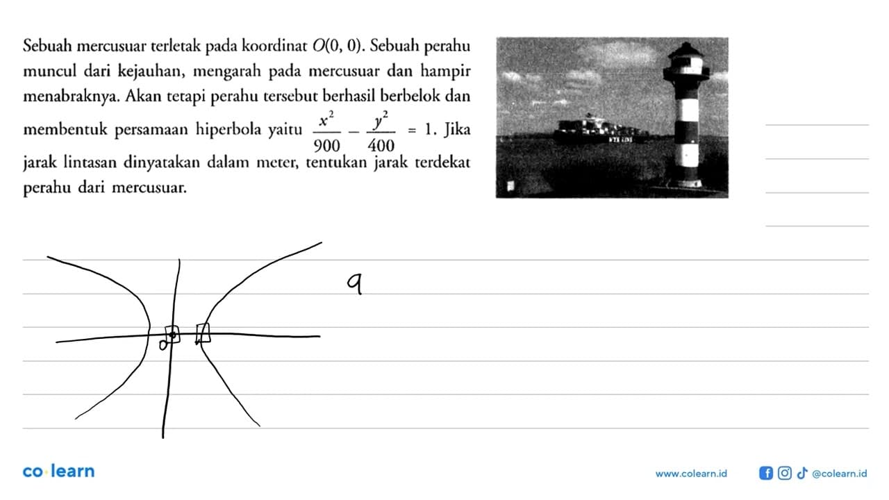 Sebuah mercusuar terletak pada koordinat O(0, 0). Sebuah