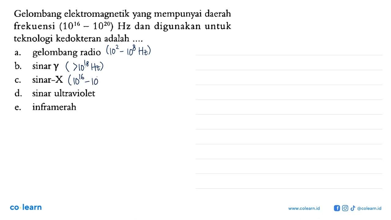 Gelombang elektromagnetik yang mempunyai daerah frekuensi