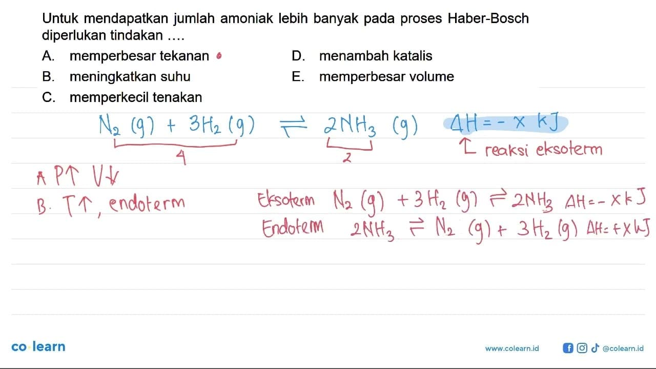 Untuk mendapatkan jumlah amoniak lebih banyak pada proses