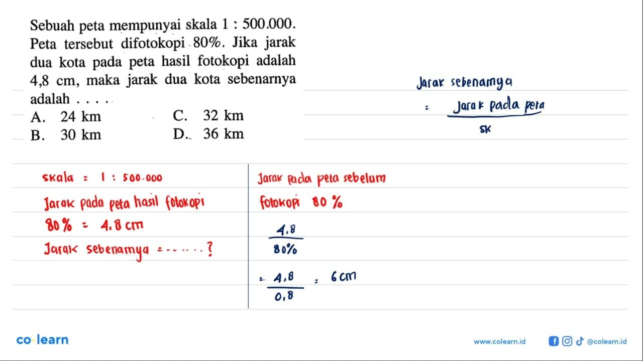 Sebuah peta mempunyai skala 1:500.000. Peta tersebut