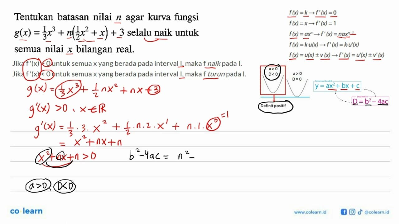 Tentukan batasan nilai n agar kurva fungsi g(x)=1/3