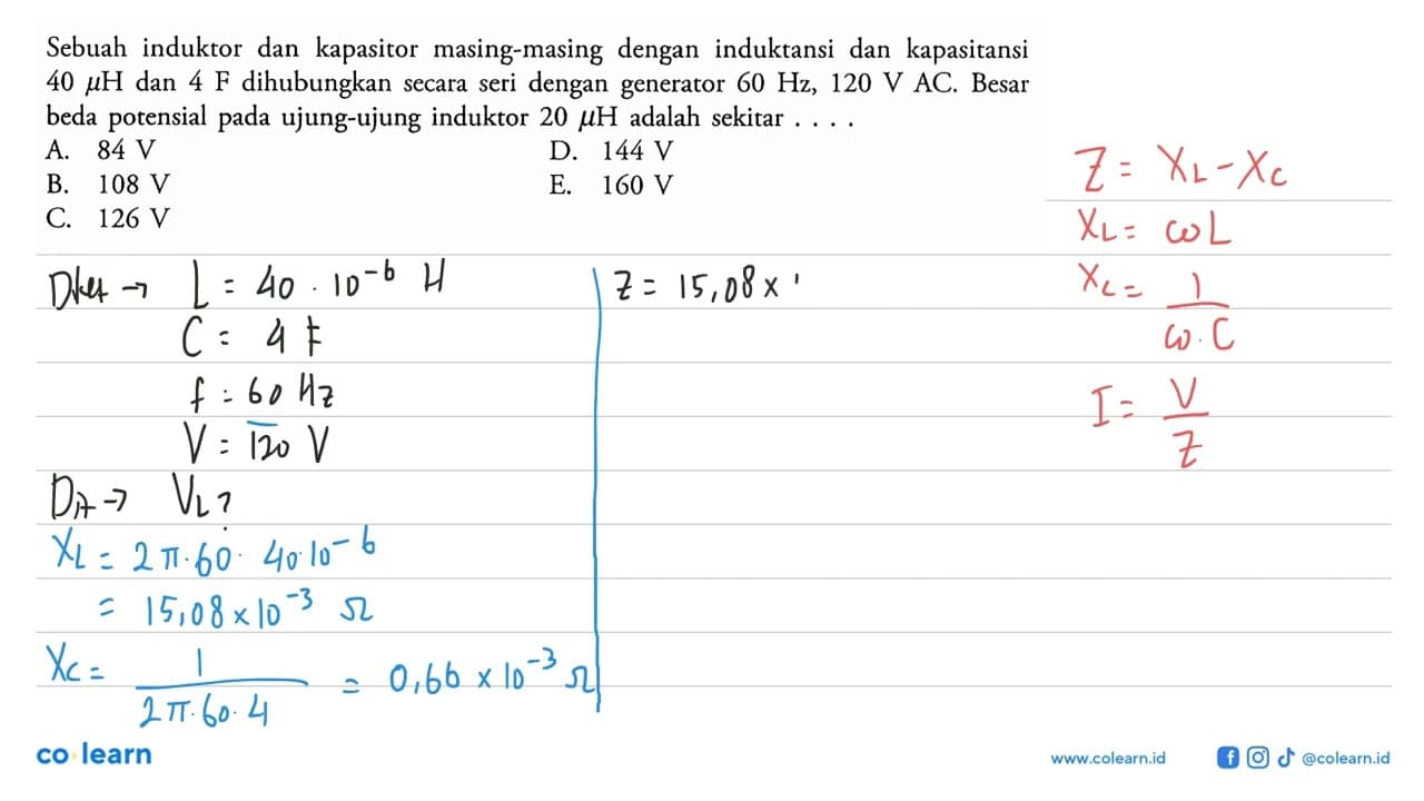 Sebuah induktor dan kapasitor masing-masing dengan