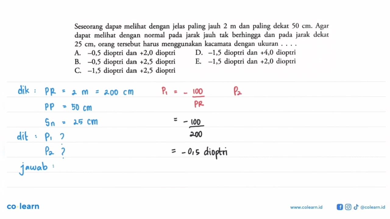 Seseorang dapat meli dengan jelas paling jauh 2 m dan