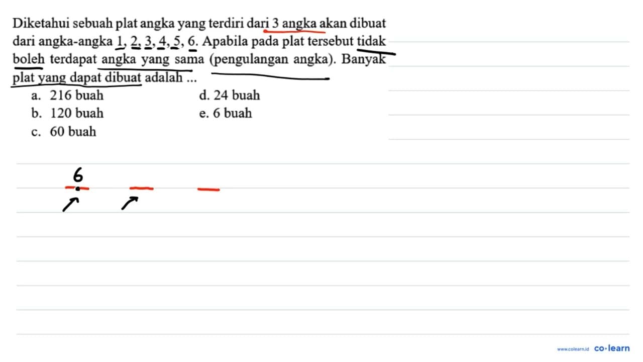 Diketahui sebuah plat angka yang terdiri dari 3 angka akan