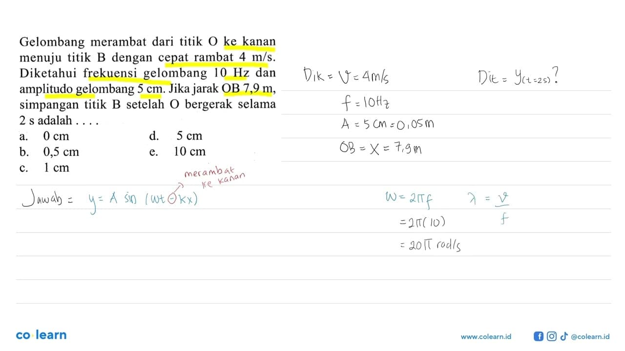 Gelombang merambat dari titik O ke kanan menuju titik B