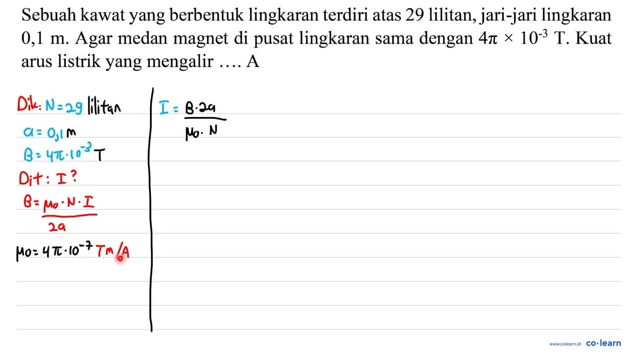 Sebuah kawat yang berbentuk lingkaran terdiri atas 29