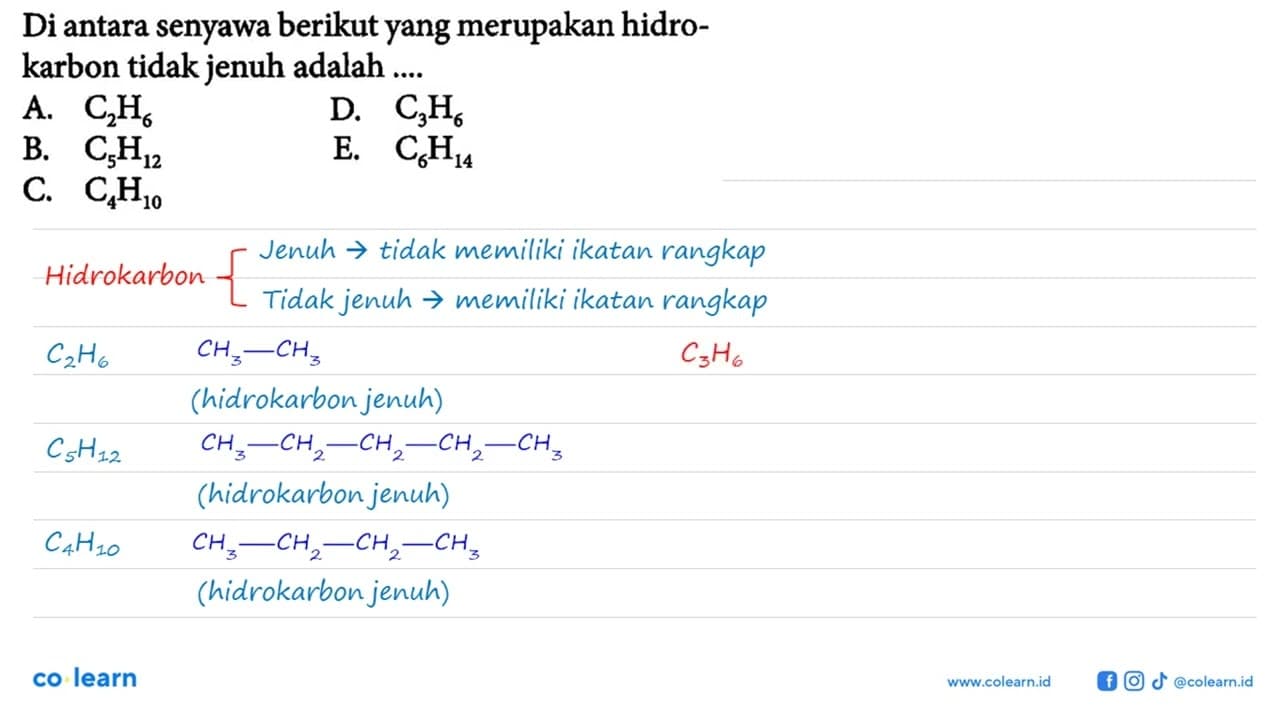 Di antara senyawa berikut yang merupakan hidrokarbon tidak