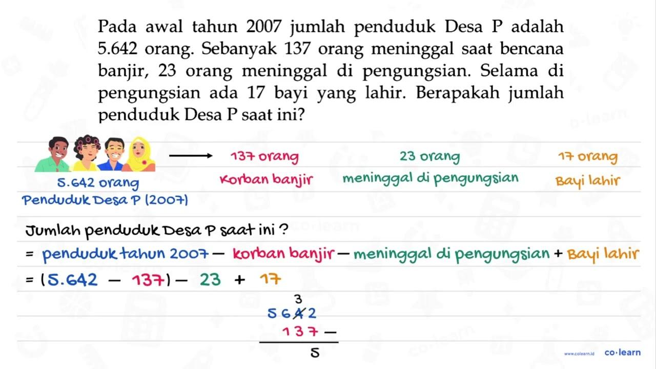 Pada awal tahun 2007 jumlah penduduk Desa P adalah 5.642