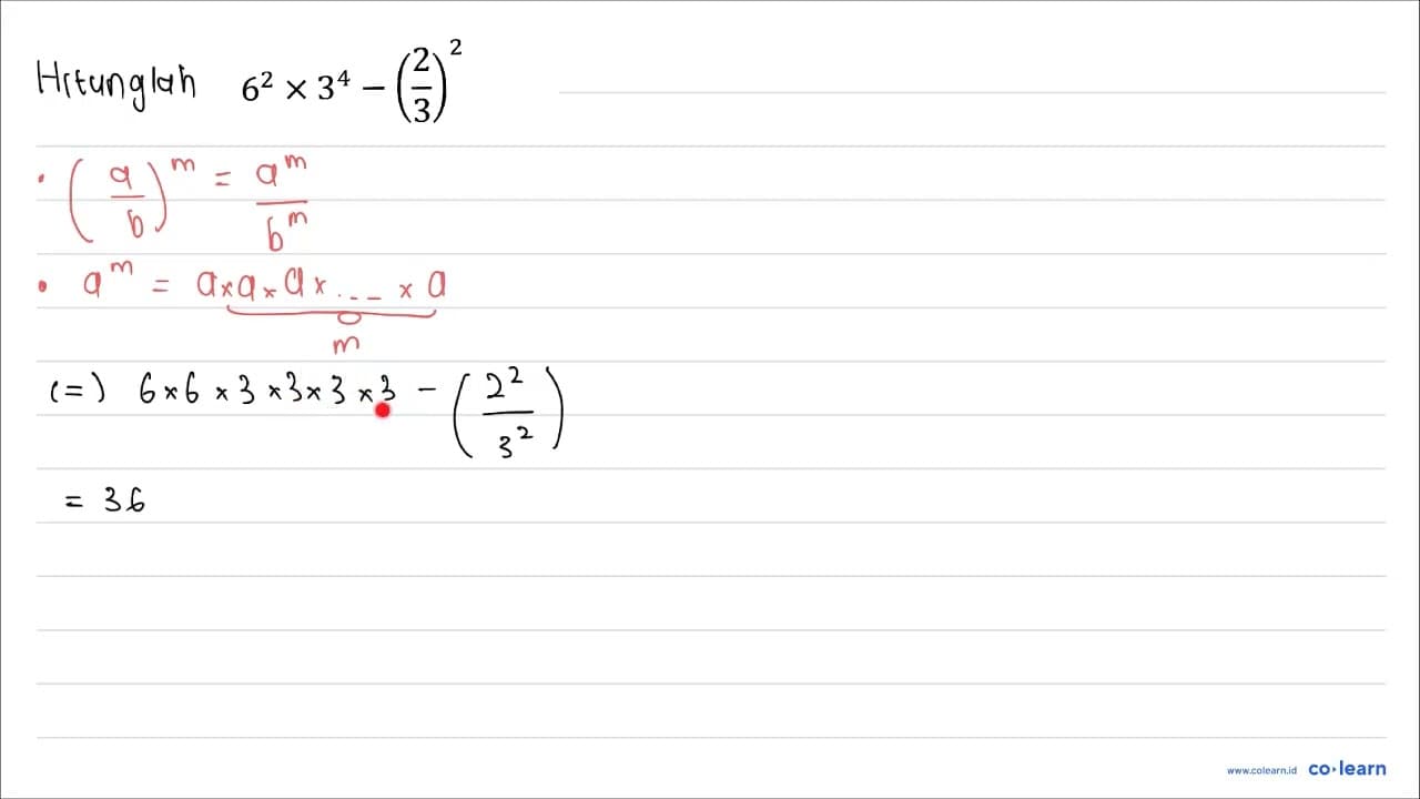 6^(2) x 3^(4)-((2)/(3))^(2)