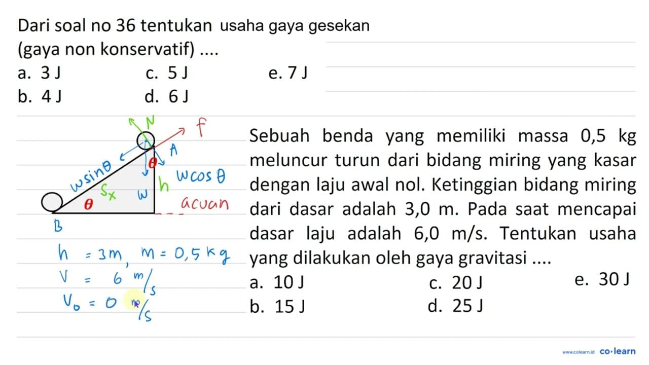 Dari soal no 36 tentukan gaya gesekan (gaya non