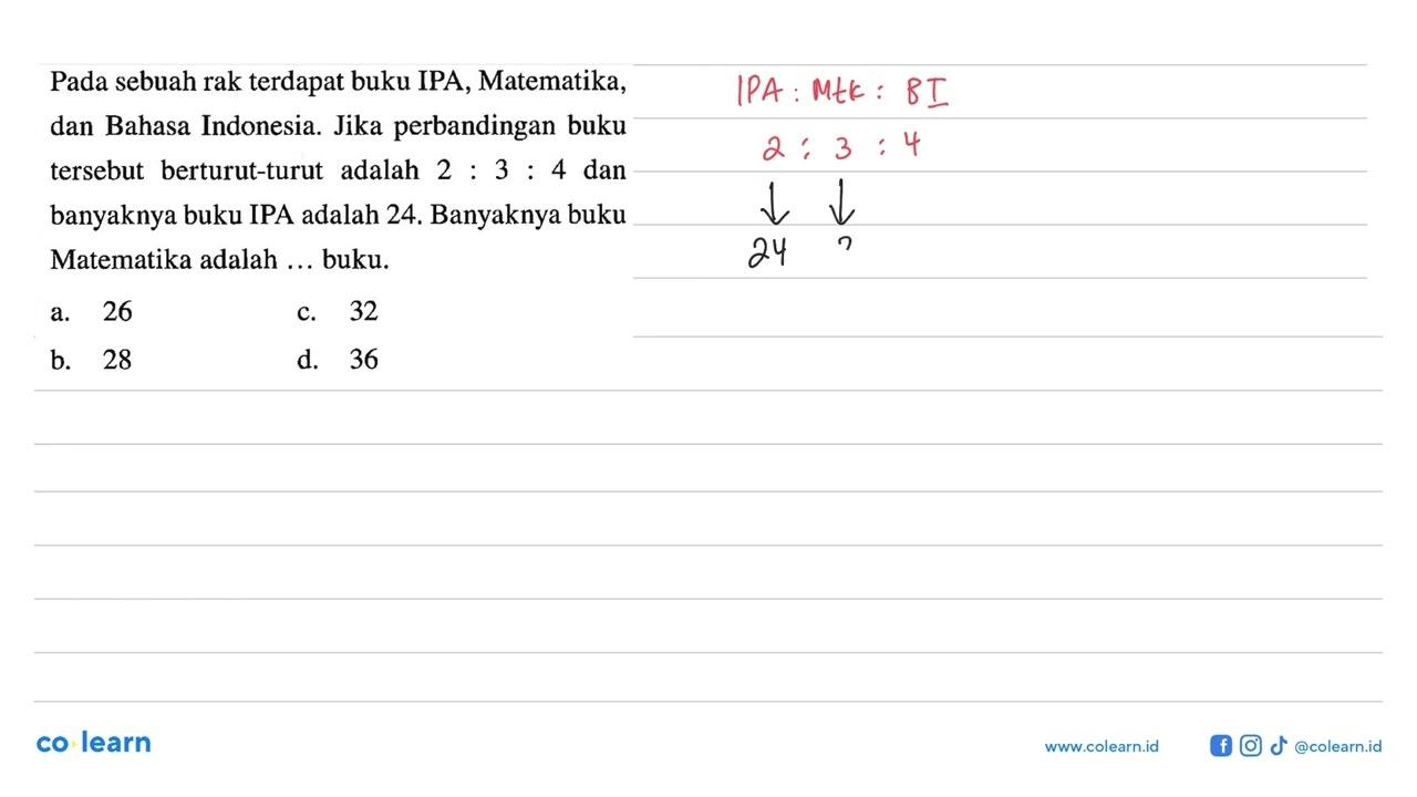 Pada sebuah rak terdapat buku IPA, Matematika, dan Bahasa