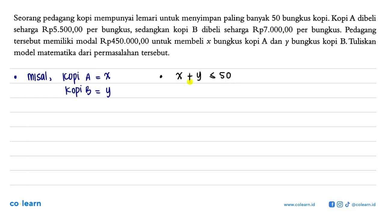 Seorang pedagang kopi mempunyai lemari untuk menyimpan