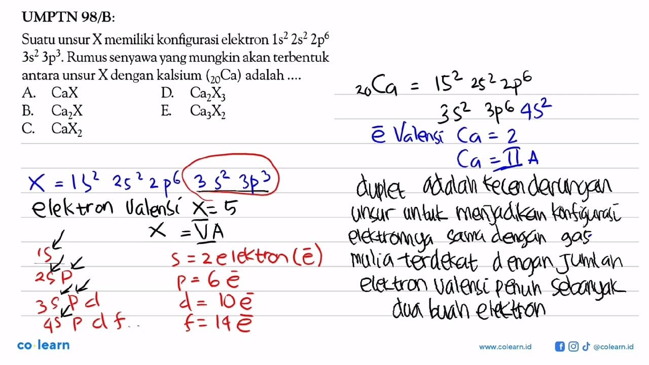 UMPTN 98B: Suatu unsur X memiliki konfigurasi elektron 1s^2