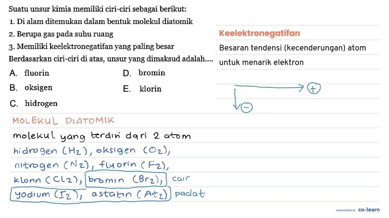 Suatu unsur kimia memiliki ciri-ciri sebagai berikut: 1. Di