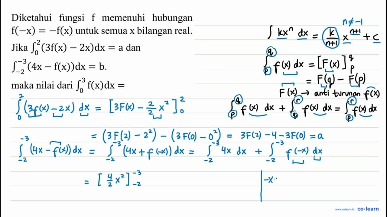 Diketahui fungsi f memenuhi hubungan f(-x)=-f(x) untuk