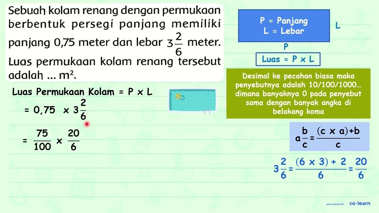 Sebuah kolam renang dengan permukaan berbentuk persegi