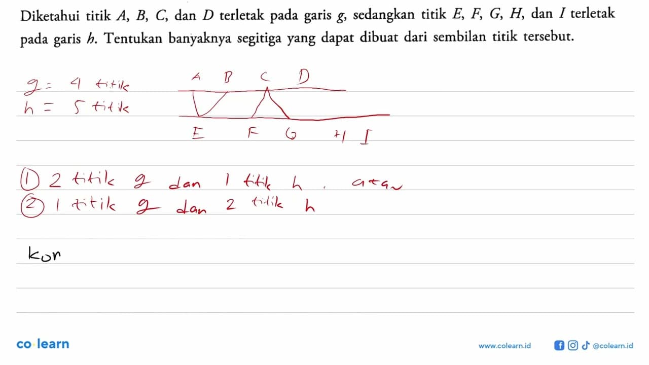 Diketahui titik A, B, C, dan D terletak pada garis g,