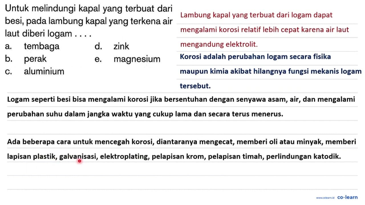 Untuk melindungi kapal yang terbuat dari besi, pada lambung