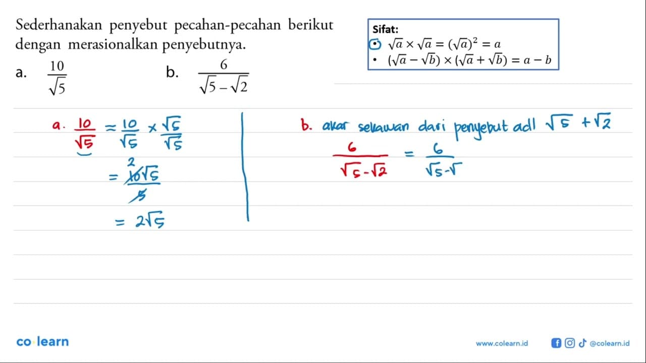 Sederhanakan penyebut pecahan-pecahan berikut dengan