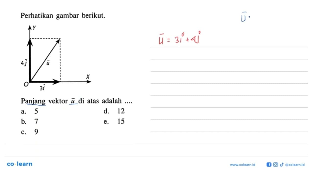 Perhatikan gambar berikut. 4j 3iPanjang vektor u di atas