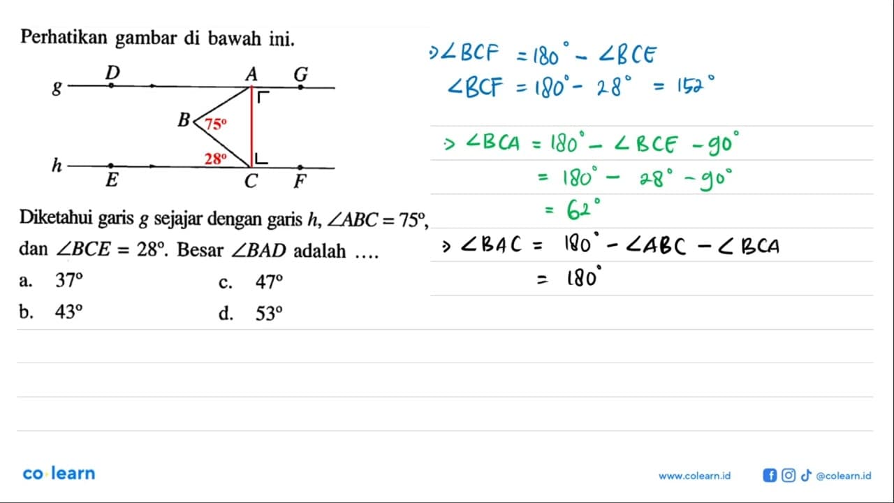 Perhatikan gambar di bawah ini. g D A G B h E C F Diketahui