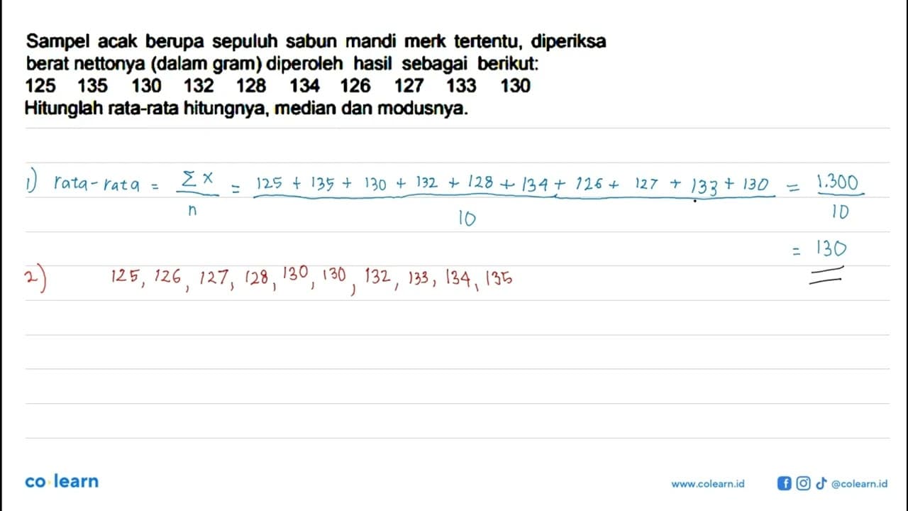 Sampel acak berupa sepuluh sabun mandi merk tertentu,