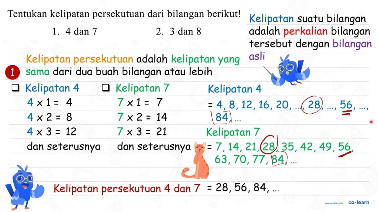 Tentukan kelipatan persekutuan dari bilangan berikut! 1. 4