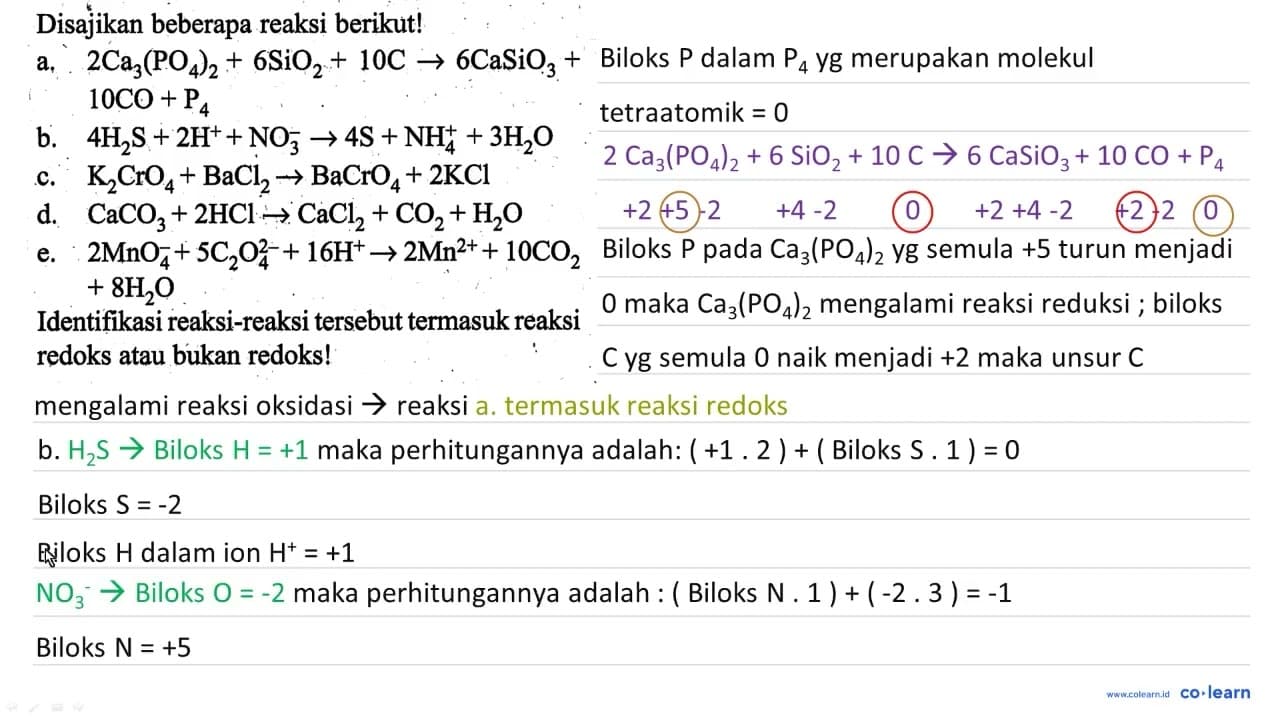 Disajikan beberapa reaksi berikut! a. 2 Ca_(3)(PO4)_(2)+6