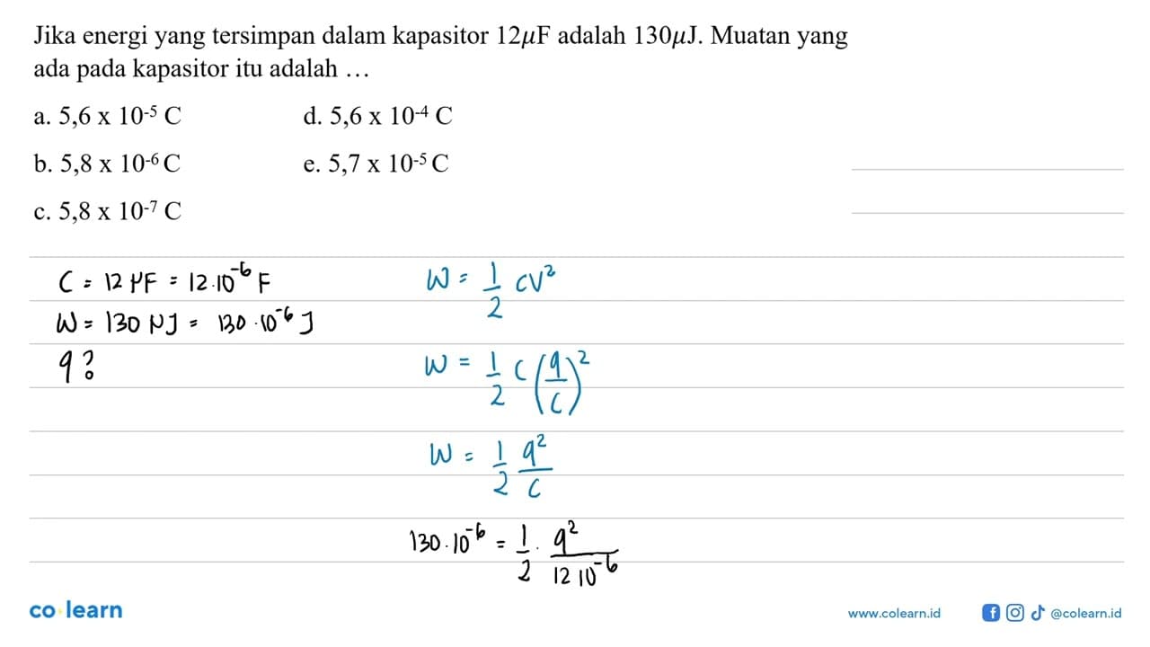 Jika energi yang tersimpan dalam kapasitor 12 mikro F