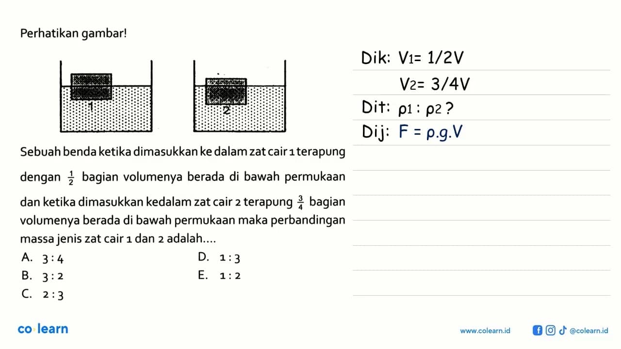 Perhatikan gambar! 1 2 Sebuah benda ketika dimasukkan ke