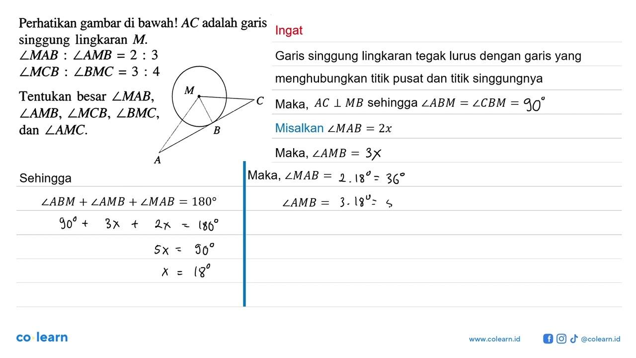 Perhatikan gambar di bawah! A C adalah garis singgung