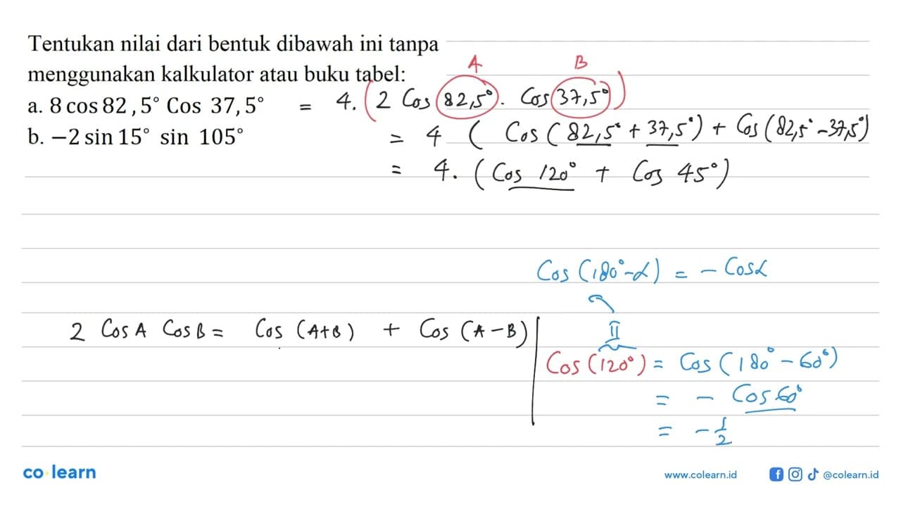 Tentukan nilai dari bentuk dibawah ini tanpa menggunakan