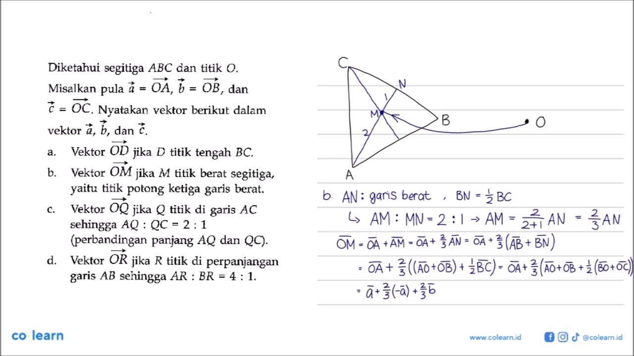 Diketahui segitiga ABC dan titik O . Misalkan pula a=O A,