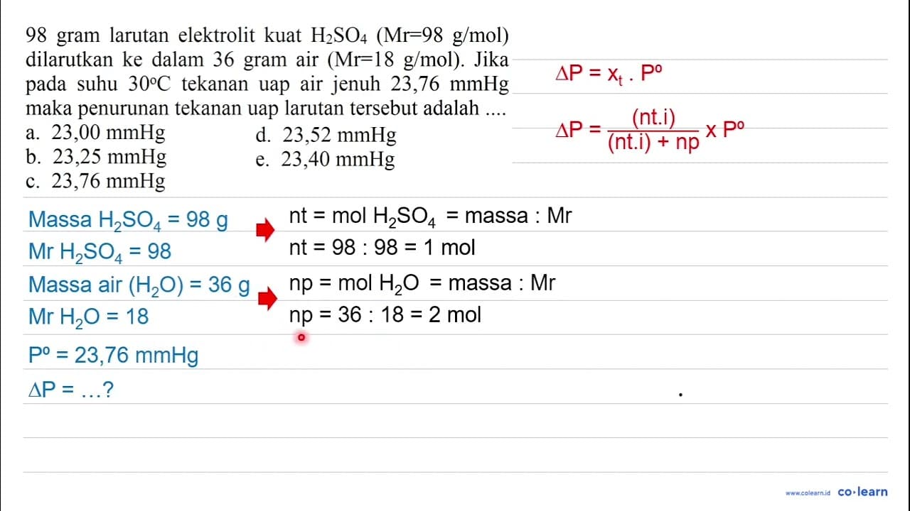 98 gram larutan elektrolit kuat H_(2) SO_(4)(Mr=98 g / mol)