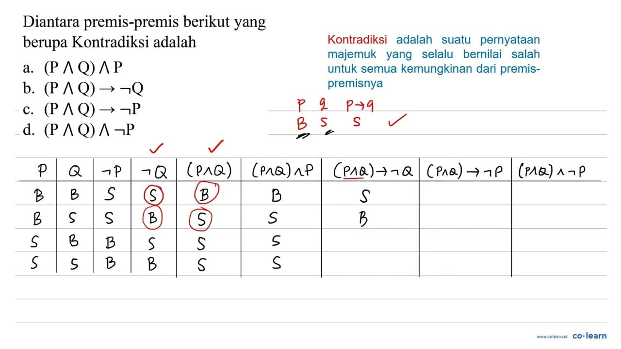 Diantara premis-premis berikut yang berupa Kontradiksi