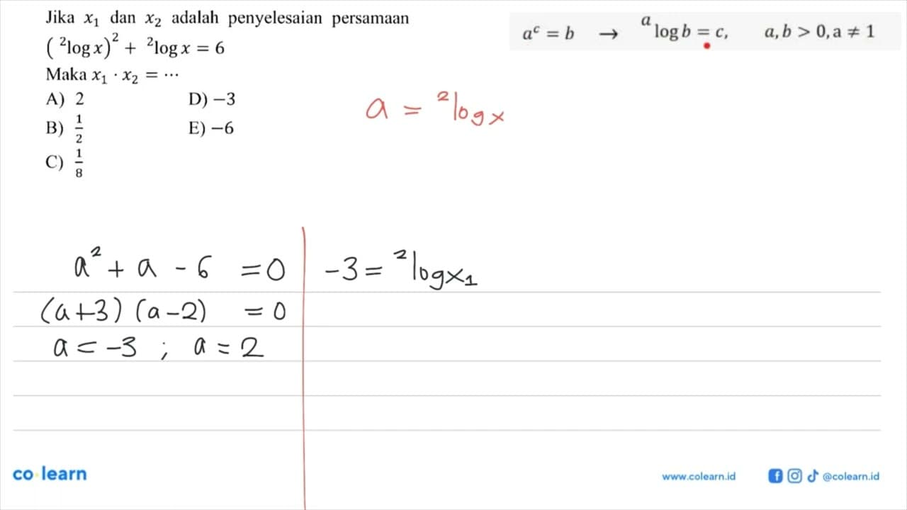 Jika x1 dan x2 adalah penyelesaian persamaan