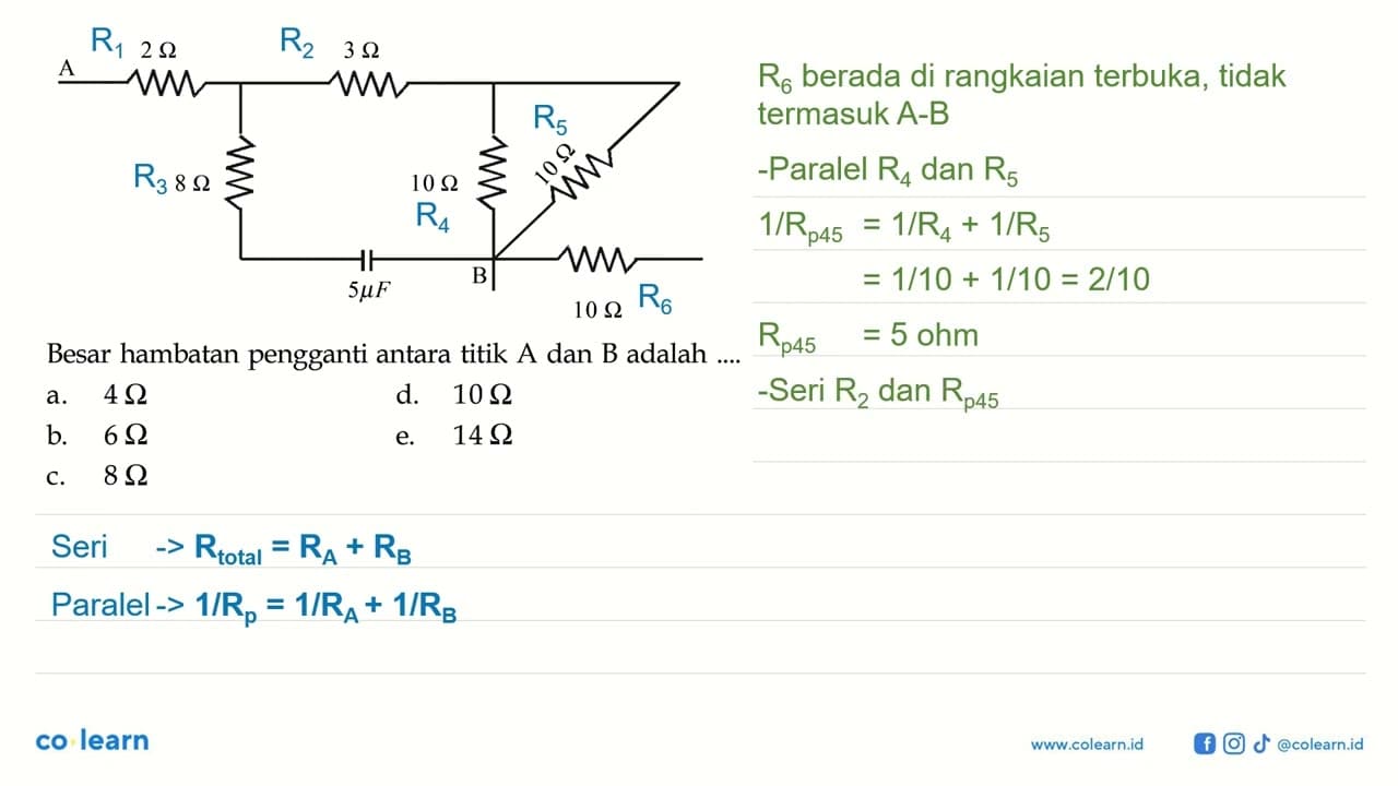 A 2 Ohm 3 Ohm 8 Ohm 10 Ohm 10 Ohm 5 muC B 10 Ohm Besar